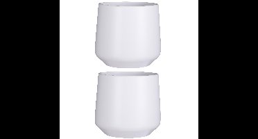 Mica Decorations Bloempot - 2x - wit - mat - keramiek - H21/D23,5 cm