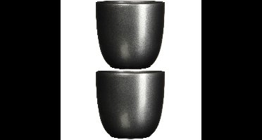 Mica Decorations Bloempot - 3x - antraciet - keramiek - 19 x 18 cm