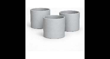 Mica Decorations Bloempot - 3x - lichtgrijs - keramiek - 17 x 14 cm
