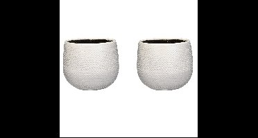 Mica Decorations Bloempot - 3x - wit - keramiek - D16 x H14 cm
