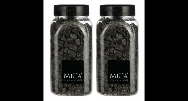 Mica Decorations decoratie steentjes - 2x - antraciet - 1 kilo - 650ml