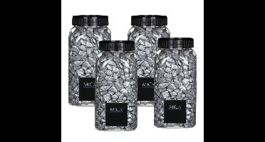 Mica Decorations decoratie steentjes - 4x - zilver - 1 kilo - 650ml