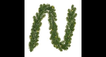 Mica Decorations Dennenslinger - 3x stuks - groen - met verlichting - 270 cm