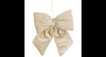 Mica Decorations Kerst strik - creme - 20 x 23 cm - fluweel