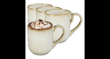 Mica Decorations Koffiemok / theemok Nusa - 6x - creme kleur - 220 ml