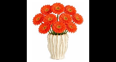 Mica Decorations Kunstbloem Gerbera Floral - 10x - H60 cm - oranje