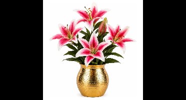 Mica Decorations Kunstbloem Lily Stargazer Valley - 4x - H75 cm - roze