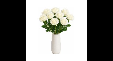 Mica Decorations Kunstbloem Roos Angel - 6x - H68 cm - ivoor wit