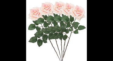 Mica Decorations Kunstbloem Roos Emily - 5x - 66 cm - licht roze