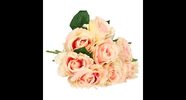 Mica Decorations Kunstbloem roos Emy - 8x - roze - 31 cm - kunststof