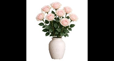 Mica Decorations Kunstbloem Roos Valentine - 8x - H59 cm - lichtroze
