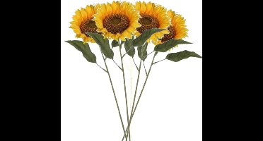 Mica Decorations Kunstbloem Zonnebloem tak - 4x stuks - 70 cm - geel