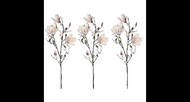 Mica Decorations Kunstbloemen Magnolia takken - 3x - 90 cm - wit/roze