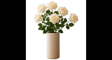 Mica Decorations Kunstbloemen Roos Amore - 8x - 66 cm - creme wit