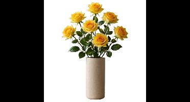 Mica Decorations Kunstbloemen Roos Amore - 8x - 66 cm - geel