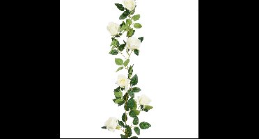 Mica Decorations Kunstbloemen Rozen slinger - 180 x 15 cm - wit
