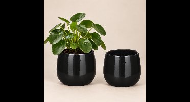 Mica Decorations Plantenpot - 2x - keramiek - gevlekt - D29 x H25 cm