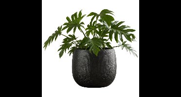 Mica Decorations Plantenpot - antraciet - glans ribbel - D28 x H29 cm