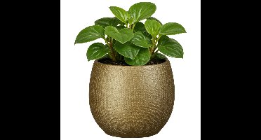 Mica Decorations Plantenpot - goud - glans ribbel - D15 x H16 cm