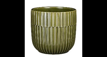 Mica Decorations - Plantenpot - groen - stripes - D14 x H13 cm
