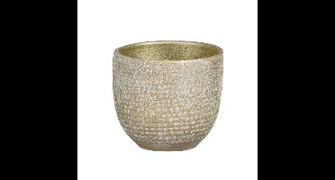 Mica Decorations Plantenpot - terracotta - champagne/wit - D14/H12 cm