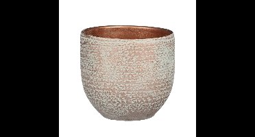 Mica Decorations Plantenpot - terracotta - koper/wit - D14/H12 cm