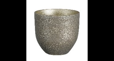 Mica Decorations Plantenpot - terracotta - zwart/goud - D20/H18 cm