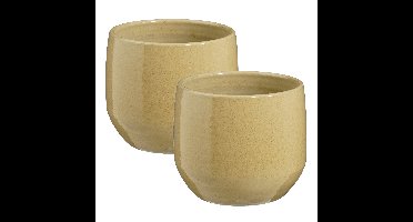 Mica Decorations plantenpot Venice - 2x - beige - D22 x H18 cm