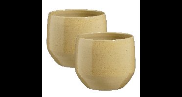 Mica Decorations plantenpot Venice - 2x - beige - D27 x H24 cm