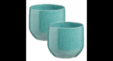 Mica Decorations plantenpot Venice - 2x - blauw - D22 x H18 cm