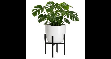 Mica Decorations plantenpot - wit - D25 x H23 cm - op verhoger