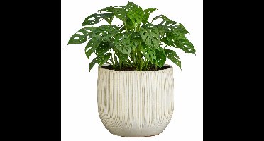 Mica Decorations Plantenpot - wit - glans ribbel - D29 x H25 cm