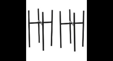 Mica Decorations Plantenstandaard - 2x stuks - zwart - H35 x B21 cm