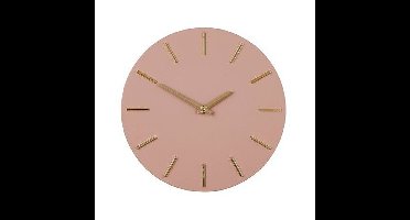 Mica Decorations Wandklok - roze/goud - aluminium - Dia 36 cm