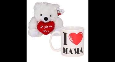 Moederdagcadeau - knuffelbeer en koffiemok - cadeau - i love mama