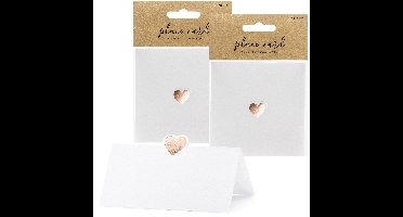Naamkaartjes/plaatskaartjes Lief - Bruiloft - rosegoud/wit - 40x stuks - 10 x 5 cm