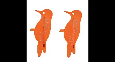 Nature Buitenthermometer - 2x - oranje - specht - 15cm - thermometer