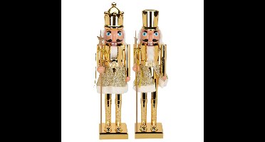 Notenkraker decoratie beelden - set 2x st - 60 cm - goud - kunststof