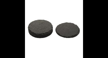 Onderzetters - 4x stuks - leisteen - zwart - rond - 10 cm