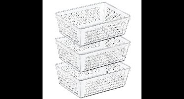 Organizer/opbergmandje - 3x - kunststof - transparant - 1.2L - 18 x 13 x 6 cm