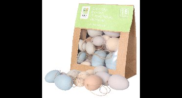 Paaseieren hangdecoraties - kleuren mix - 48x stuks - 4/6/7 cm