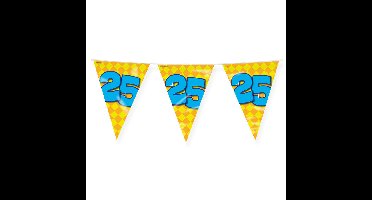 Paperdreams Verjaardag 25 jaar thema Vlaggetjes - Feestversiering - 10m - Folie - Dubbelzijdig