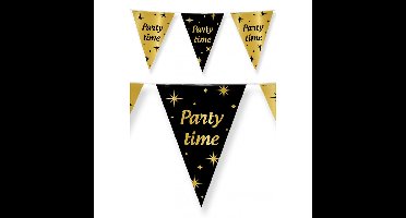 Paperdreams Vlaggenlijn Party Time - 4x - zwart/goud - 10 m - plastic