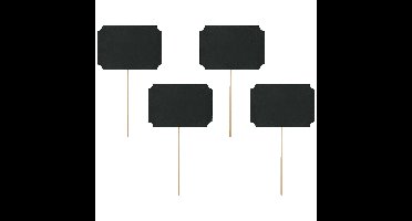 PartyDeco naamkaartjes/plaatskaartjes beschrijfbaar - Bruiloft - zwart - 4x stuks - 11 x 8 cm