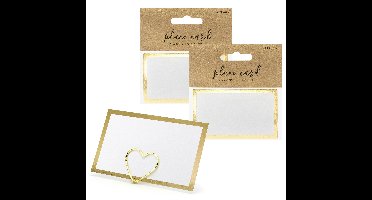 PartyDeco naamkaartjes/plaatskaartjes Goud - Bruiloft - wit/goud - 50x stuks - 10 x 6 cm