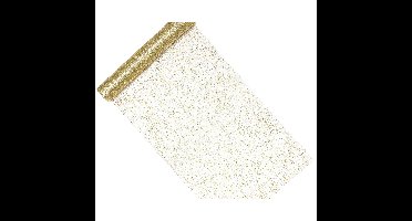 Partydeco Tafelloper op rol - goud - mesh stof - 36 x 900 cm