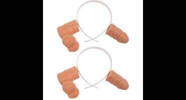 Penis diadeem - 12x - piemel hoofdband - kunststof - naturel kleur - vrijgezellenfeest