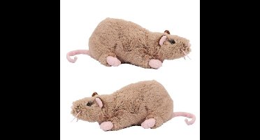 Pia soft toys Pluche rat knuffel - 3x - bruin - 22cm - ratten - Dieren