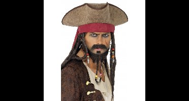 Piraten verkleed hoed Jack Sparrow - met dreadlocks - heren - carnaval