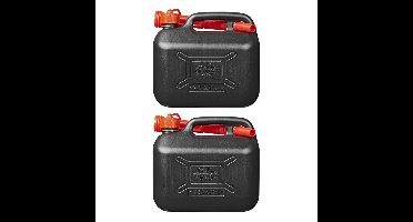 Pro Plus jerrycan/benzinetank - 2x - zwart - 5 liter - benzine/diesel
